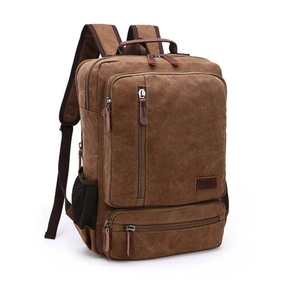 Large Capacity Men's Vintage Canvas Travel Backpack Fashion Zipper Student School Multifunction Man Laptop Bag