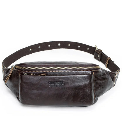 Large Capacity Men's belt genuine leather crossbody fashion male shoulder bag outdoor sports phone waist pack