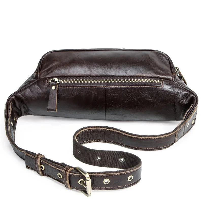 Large Capacity Men's belt genuine leather crossbody fashion male shoulder bag outdoor sports phone waist pack