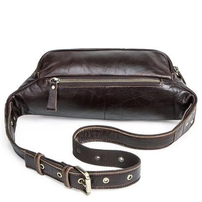 Large Capacity Men's belt genuine leather crossbody fashion male shoulder bag outdoor sports phone waist pack