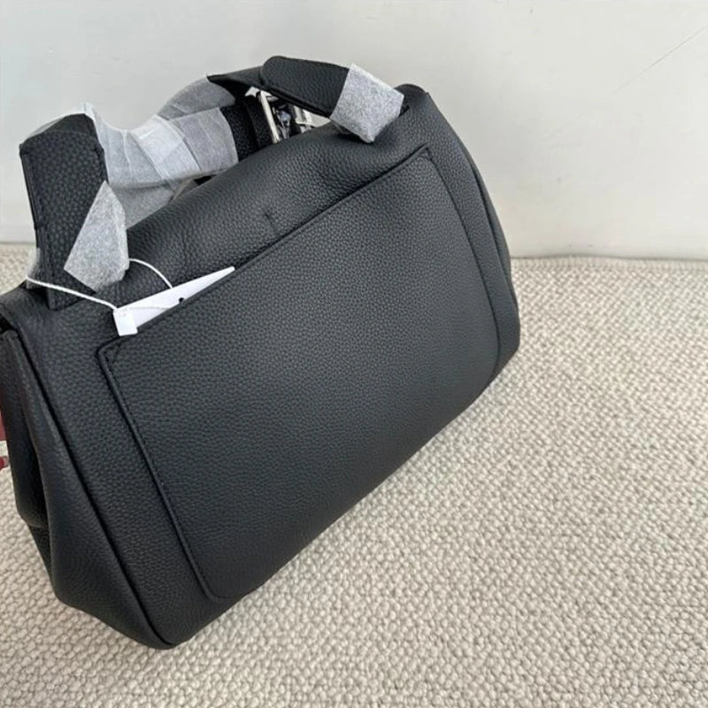 Large Capacity Message Bag Retro Lychee Print Cowhide Lady Crossbody Shoulder Bags Luxury Genuine Leather Commuter Handbags