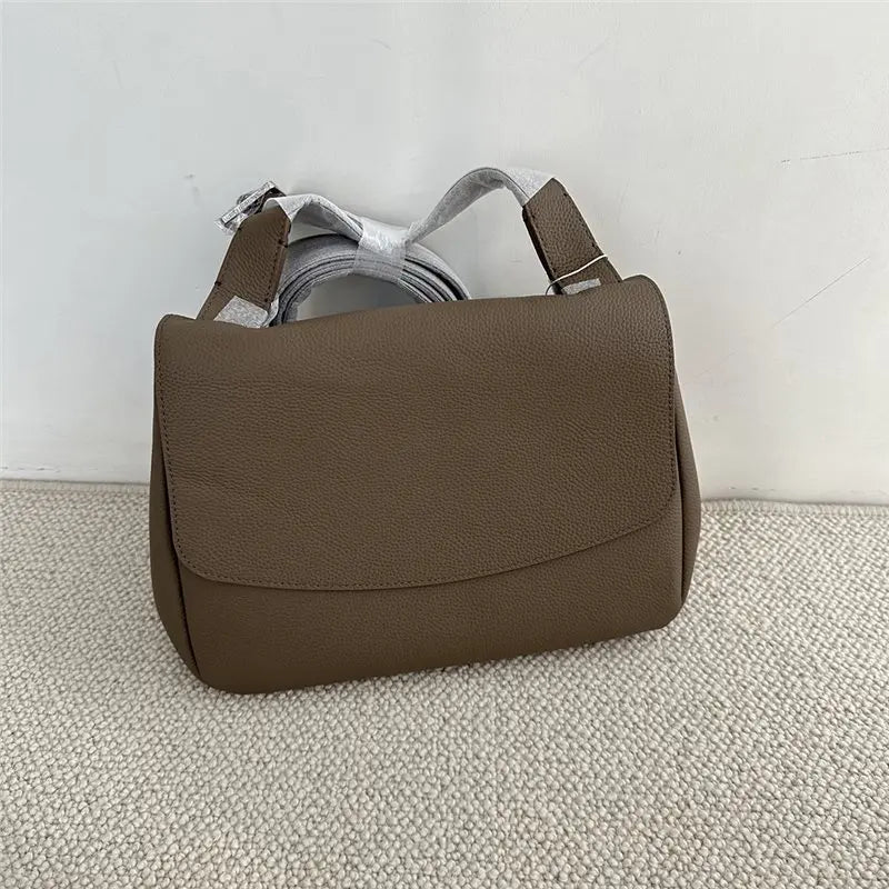 Large Capacity Message Bag Retro Lychee Print Cowhide Lady Crossbody Shoulder Bags Luxury Genuine Leather Commuter Handbags