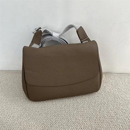 Large Capacity Message Bag Retro Lychee Print Cowhide Lady Crossbody Shoulder Bags Luxury Genuine Leather Commuter Handbags