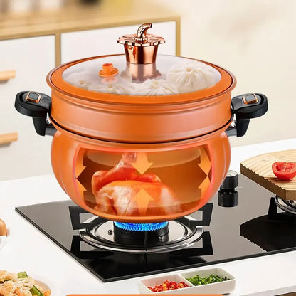 Large Capacity Micro Pressure Pot Maifanshi Non Stick Pumpkin Cooking Pot Household Stewing Pot with Steamer Soup Stewing Pot