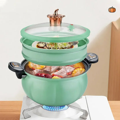 Large Capacity Micro Pressure Pot Maifanshi Non Stick Pumpkin Cooking Pot Household Stewing Pot with Steamer Soup Stewing Pot