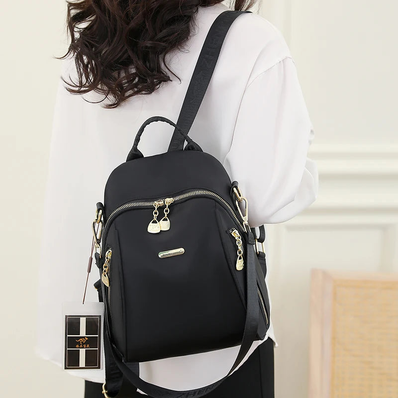 Large Capacity Multifunctional Simple Style Casual Travel Women Anti-theft Backpack Waterproof Fabric Large Female Shoulder Bag