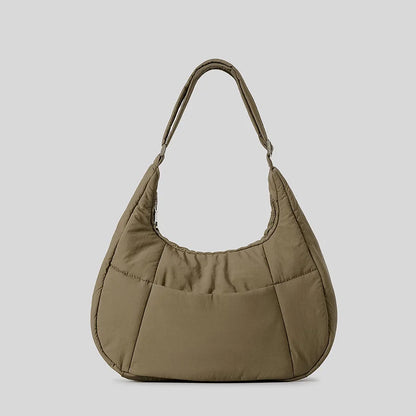 Large Capacity Nylon Tote Bags New Fashion Down Bag All-match Fashion Solid Single Shoulder Handbags Female Casual Travel Bolsas
