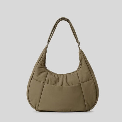 Large Capacity Nylon Tote Bags New Fashion Down Bag All-match Fashion Solid Single Shoulder Handbags Female Casual Travel Bolsas
