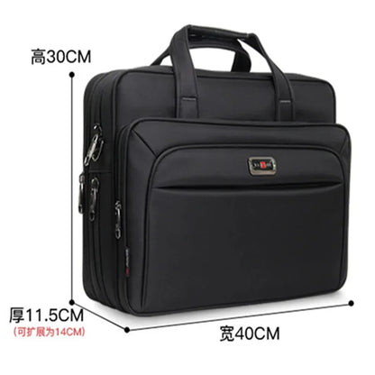 Large Capacity Oxford Men's Briefcase Waterproof 15.6 "Inch Laptop Business Hand File Fashion Shoulder Messenger Bag