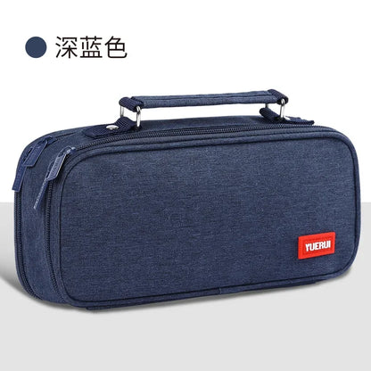 Large Capacity Pen Bag Men's Multi-layer Stationery Storage Bag Elementary School Clamshell Pencli Bag College Pencil Case