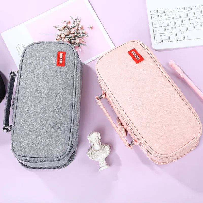 Large Capacity Pen Bag Men's Multi-layer Stationery Storage Bag Elementary School Clamshell Pencli Bag College Pencil Case