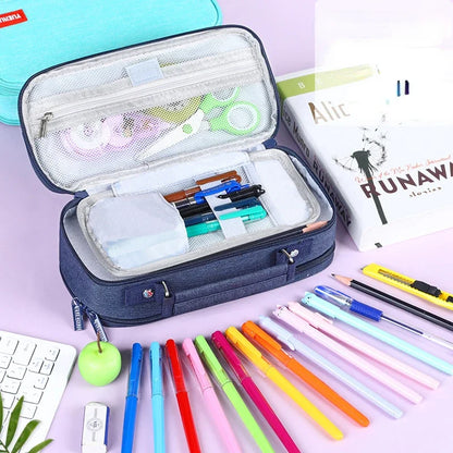 Large Capacity Pen Bag Men's Multi-layer Stationery Storage Bag Elementary School Clamshell Pencli Bag College Pencil Case