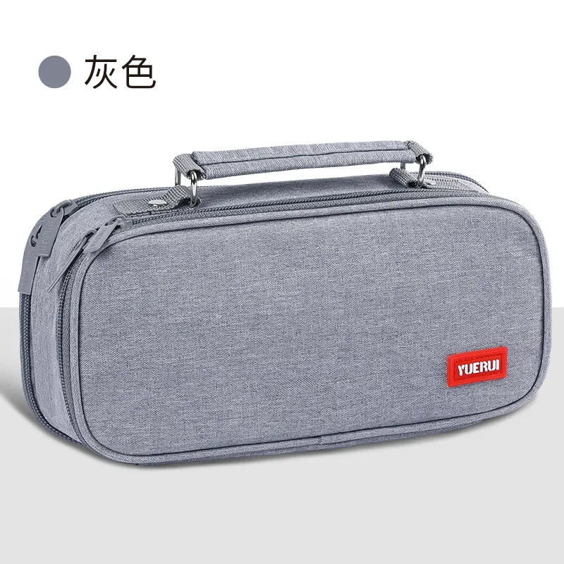 Large Capacity Pen Bag Men's Multi-layer Stationery Storage Bag Elementary School Clamshell Pencli Bag College Pencil Case