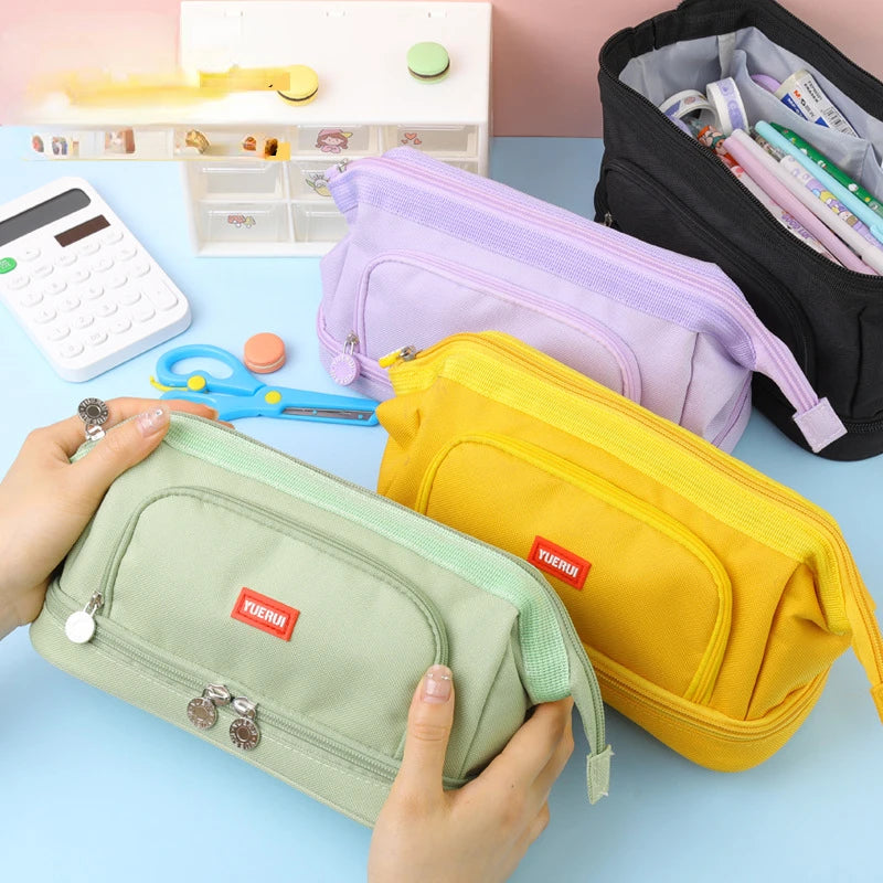Large Capacity Pencil Case Boat Type Opening Pencil Bag Multi-functional Stationery Storage Bag for Students Pen Pouch