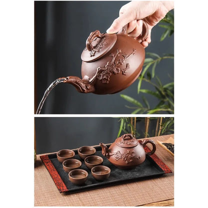 Large Capacity Purple Sand Pot Teaware Handmade Ball Filter Bubble Teapot Ceramic Household Chinese Tea Set Hot Sale Teacup Set