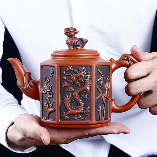 Large Capacity Purple Sand Teapot, Handmade Ball Filter, Bubble Teapot, Ceramic Household Kungfu Decoration, 880 ml, 900ml