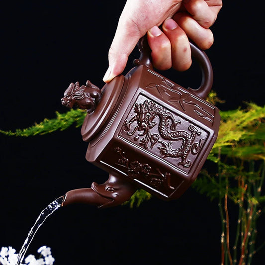Large Capacity Purple Sand Teapot, Handmade Ball Filter, Bubble Teapot, Ceramic Household Kungfu Decoration, 880 ml, 900ml