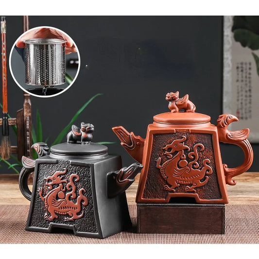 Large Capacity Purple Sand Teapot Handmade Ball Filter Bubble Teapot Ceramic Household Kungfu Teapot Decoration