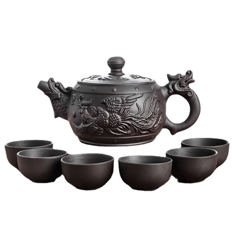 Large Capacity Purple Sand Teapot Household Kung Fu Cup Yixing Zhu Ni Plum Blossom Pot Large Tea Pot Ceramic Kettle