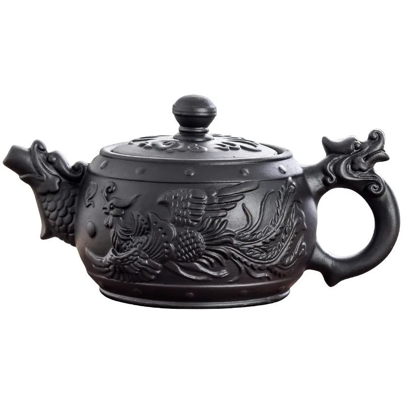 Large Capacity Purple Sand Teapot Household Kung Fu Cup Yixing Zhu Ni Plum Blossom Pot Large Tea Pot Ceramic Kettle 420ML