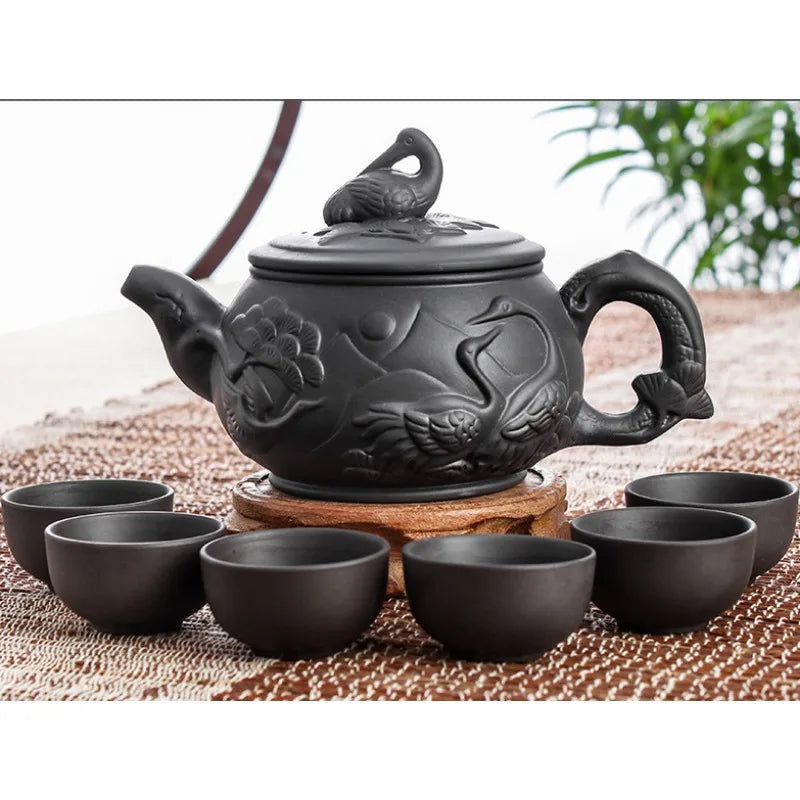 Large Capacity Purple Sand Teapot Household Kung Fu Cup Yixing Zhu Ni Plum Blossom Pot Large Tea Pot Ceramic Kettle