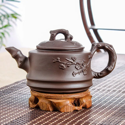 Large Capacity Purple Sand Teapot Household Kung Fu Cup Yixing Zhu Ni Plum Blossom Pot Large Tea Pot Ceramic Kettle 420ML