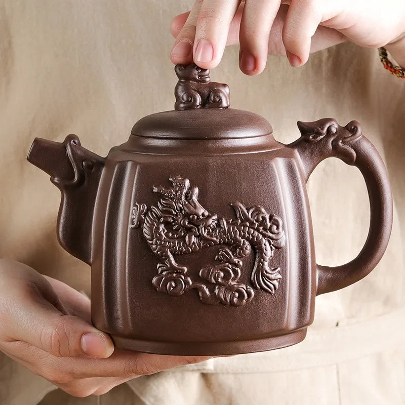 Large Capacity Purple Sand Teapot Household Kung Fu Cup Yixing Zhu Ni Plum Blossom Pot Large Tea Pot Ceramic Kettle