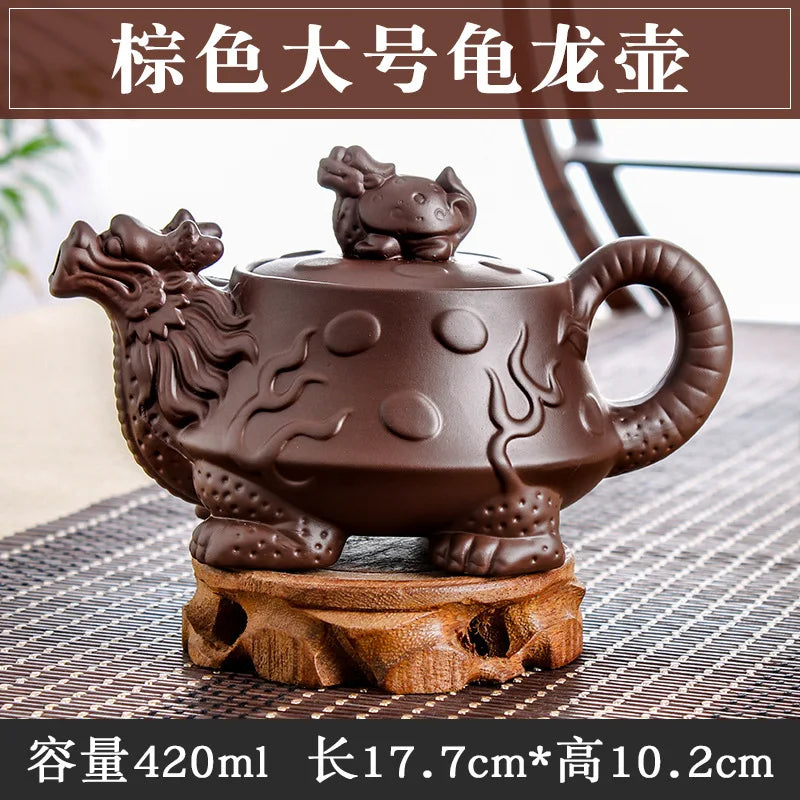 Large Capacity Purple Sand Teapot Household Kung Fu Cup Yixing Zhu Ni Plum Blossom Pot Large Tea Pot Ceramic Kettle 420ML