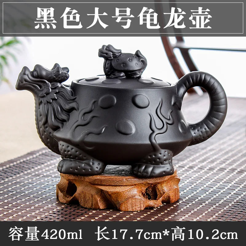 Large Capacity Purple Sand Teapot Household Kung Fu Cup Yixing Zhu Ni Plum Blossom Pot Large Tea Pot Ceramic Kettle 420ML