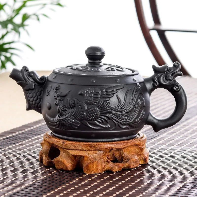 Large Capacity Purple Sand Teapot Household Kung Fu Cup Yixing Zhu Ni Plum Blossom Pot Large Tea Pot Ceramic Kettle 420ML