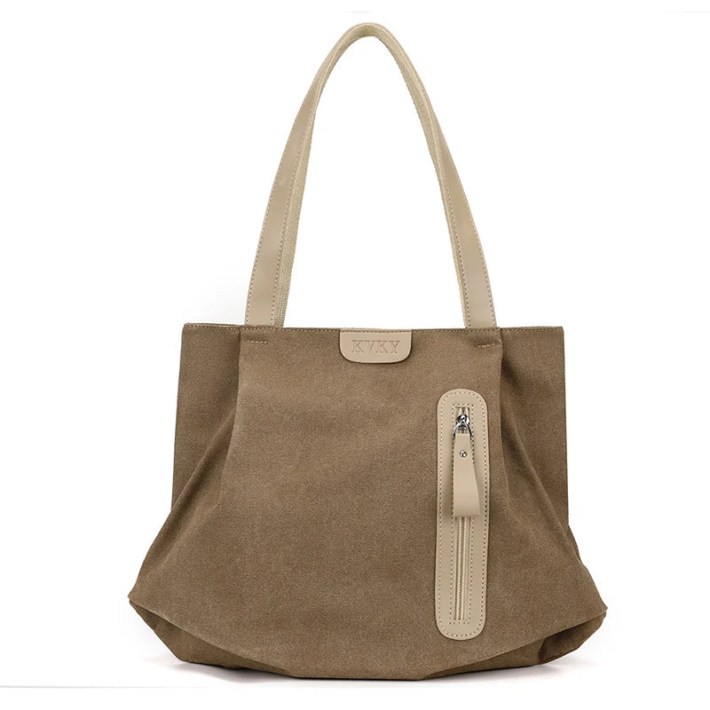 Large Capacity Shoulder Bags for Women 2024 Fashionable Solid Color Canvas Tote Handbags Portable Comfortable Handbags Designer