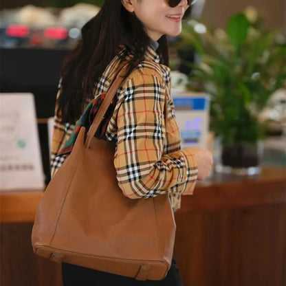 Large Capacity Single Shoulder Tote Bags Women Genuine Leather Bucket Bags Fashion Commuter Travel Casual Purses Bolsos Mujer
