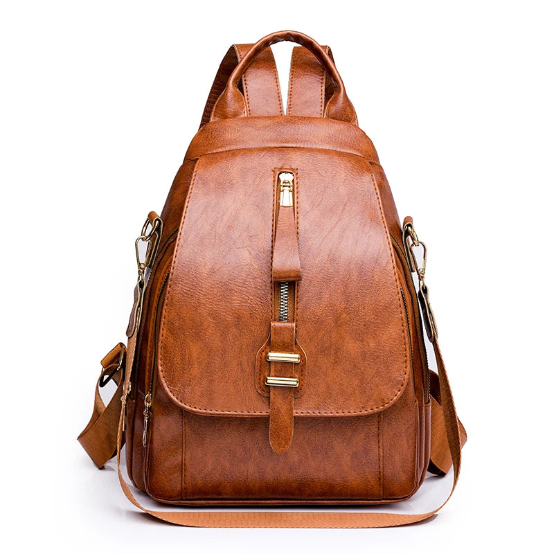 Large Capacity Solid Color Designer Women's Backpack Waterproof Wear-resistant High-quality Leather Travel Back Pack For Women