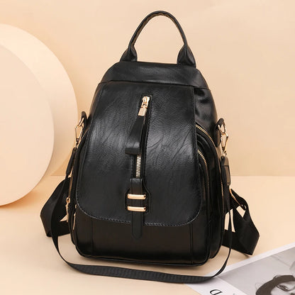 Large Capacity Solid Color Designer Women's Backpack Waterproof Wear-resistant High-quality Leather Travel Back Pack For Women