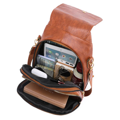 Large Capacity Solid Color Designer Women's Backpack Waterproof Wear-resistant High-quality Leather Travel Back Pack For Women