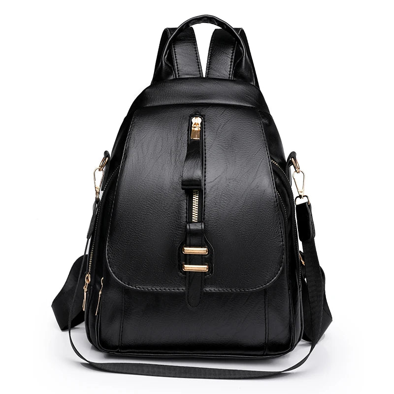 Large Capacity Solid Color Designer Women's Backpack Waterproof Wear-resistant High-quality Leather Travel Back Pack For Women