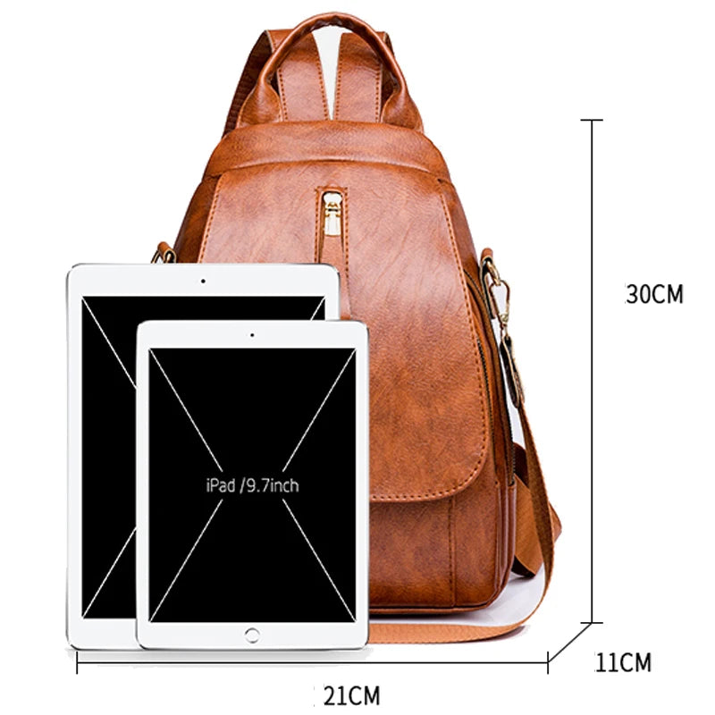 Large Capacity Solid Color Designer Women's Backpack Waterproof Wear-resistant High-quality Leather Travel Back Pack For Women