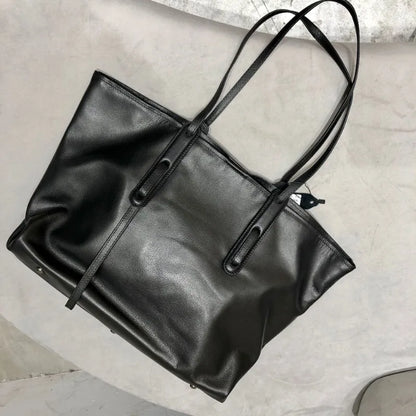 Large Capacity Tote Women Shoulder Bags Genuine Leather Underarm Portable Handbags Purse Practical Shopping Travel Bag Female