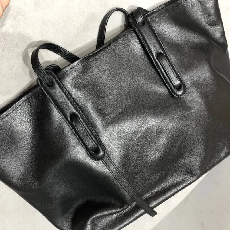 Large Capacity Tote Women Shoulder Bags Genuine Leather Underarm Portable Handbags Purse Practical Shopping Travel Bag Female