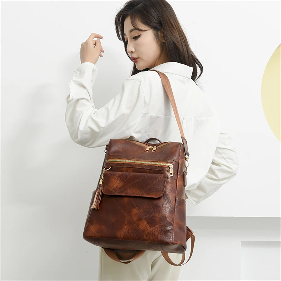 Large Capacity Travel Bag Fashion Backpacks for School Teenagers Girls High Quality Pu Leather Bookpack Luxury Designer Backpack