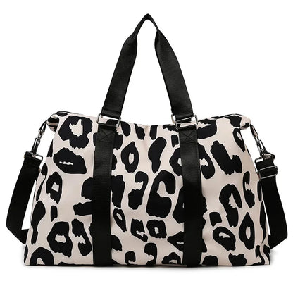 Large Capacity Travel Bag Wet and Dry Shoulder Luggage Handbag Leisure Sports Fitness Bag Leopard Print Women's Travel Backpack