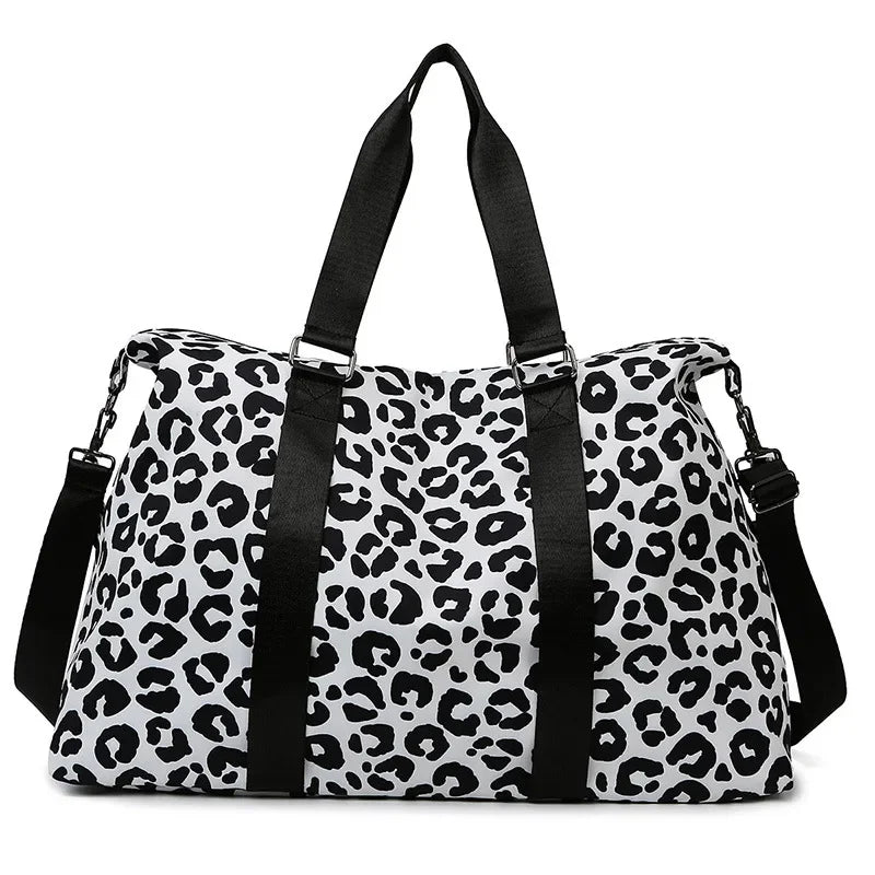 Large Capacity Travel Bag Wet and Dry Shoulder Luggage Handbag Leisure Sports Fitness Bag Leopard Print Women's Travel Backpack