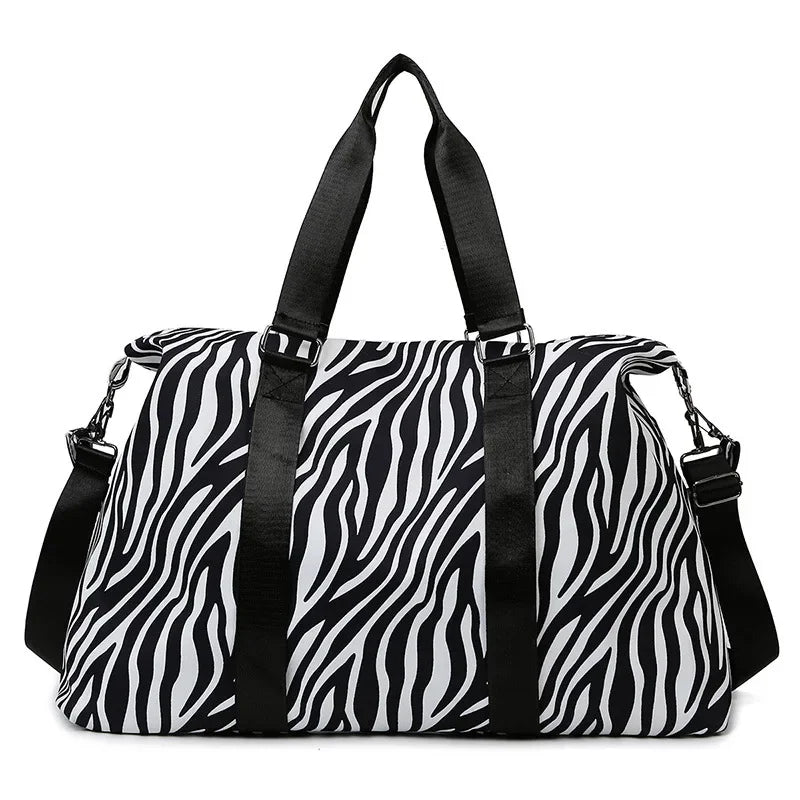Large Capacity Travel Bag Wet and Dry Shoulder Luggage Handbag Leisure Sports Fitness Bag Leopard Print Women's Travel Backpack