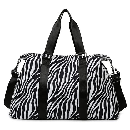 Large Capacity Travel Bag Wet and Dry Shoulder Luggage Handbag Leisure Sports Fitness Bag Leopard Print Women's Travel Backpack