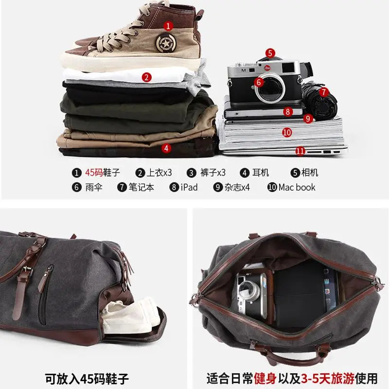 Large Capacity Travel Bags Handbags Luggage Canvas Bag Cut-proof Overnight Travel Bags Shoulder Bags Dropshipping