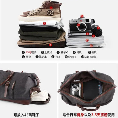 Large Capacity Travel Bags Handbags Luggage Canvas Bag Cut-proof Overnight Travel Bags Shoulder Bags Dropshipping