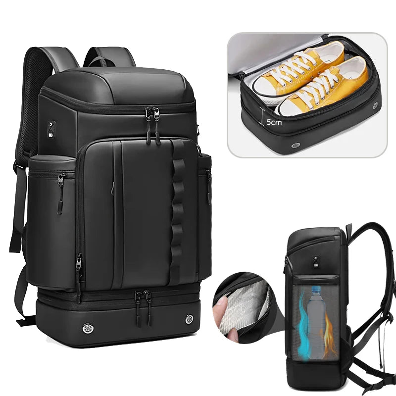 Large Capacity Travel for Men Backpack Trekking Mountain Outdoor Waterproof 15.6in Laptop Backpacks with Shoe Bag Sport Style