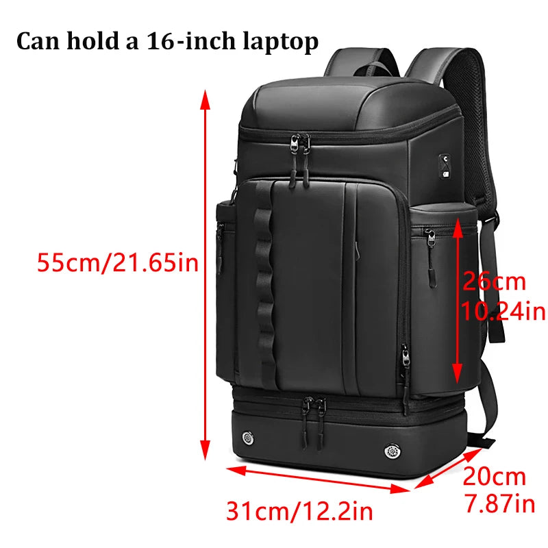 Large Capacity Travel for Men Backpack Trekking Mountain Outdoor Waterproof 15.6in Laptop Backpacks with Shoe Bag Sport Style