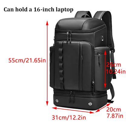 Large Capacity Travel for Men Backpack Trekking Mountain Outdoor Waterproof 15.6in Laptop Backpacks with Shoe Bag Sport Style