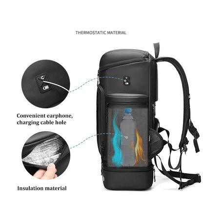 Large Capacity Travel for Men Backpack Trekking Mountain Outdoor Waterproof 15.6in Laptop Backpacks with Shoe Bag Sport Style